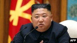 Kim Jong Un, dictador de Corea del Norte, el 11 de abril de 2020. (AFP PHOTO/KCNA VIA KNS).