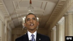 El presidente estadounidense Barack Obama se dirige a la nación en la Casa Blanca en Washington (EE.UU.). 