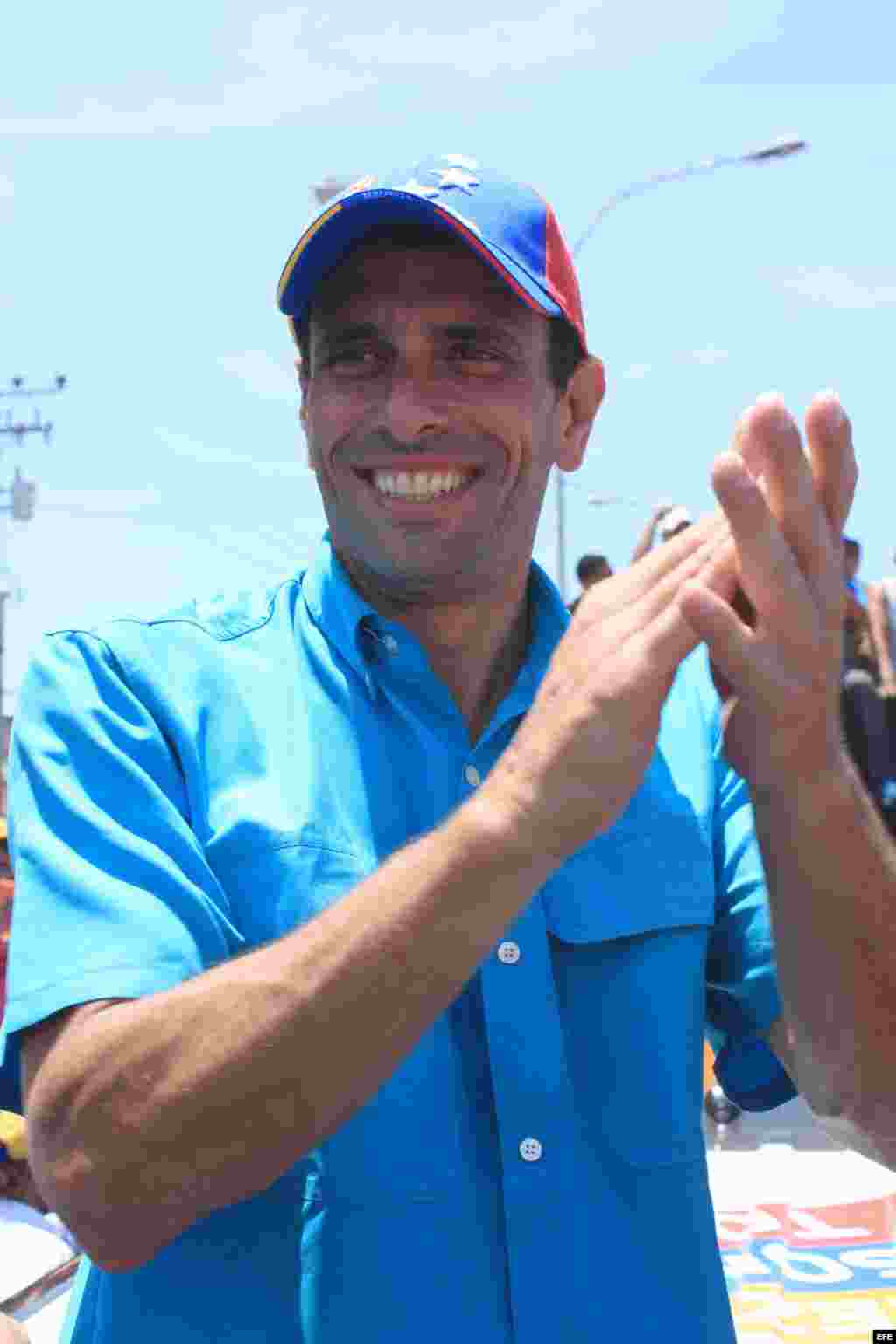 El candidato de la oposición a la presidencia de Venezuela, Henrique Capriles en Cumaná (Venezuela).