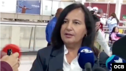 Dinorah Figuera, presidenta de la Asamblea de Venezuela electa en 2015, declaró este jueves a su llegada a Maiquetía. (VPITV)