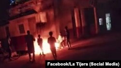 Protesta por apagón en El Cano, municipio La Lisa, La Habana