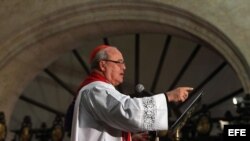 El cardenal Jaime Ortega pronuncia el sermón de Viernes Santo en la Catedral de La Habana.