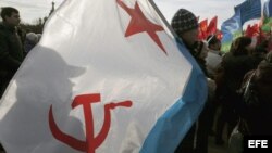 Manifestación en Rusia a favor de la anexión de Crimea. 