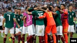 México celebra triunfo ante Alemania.