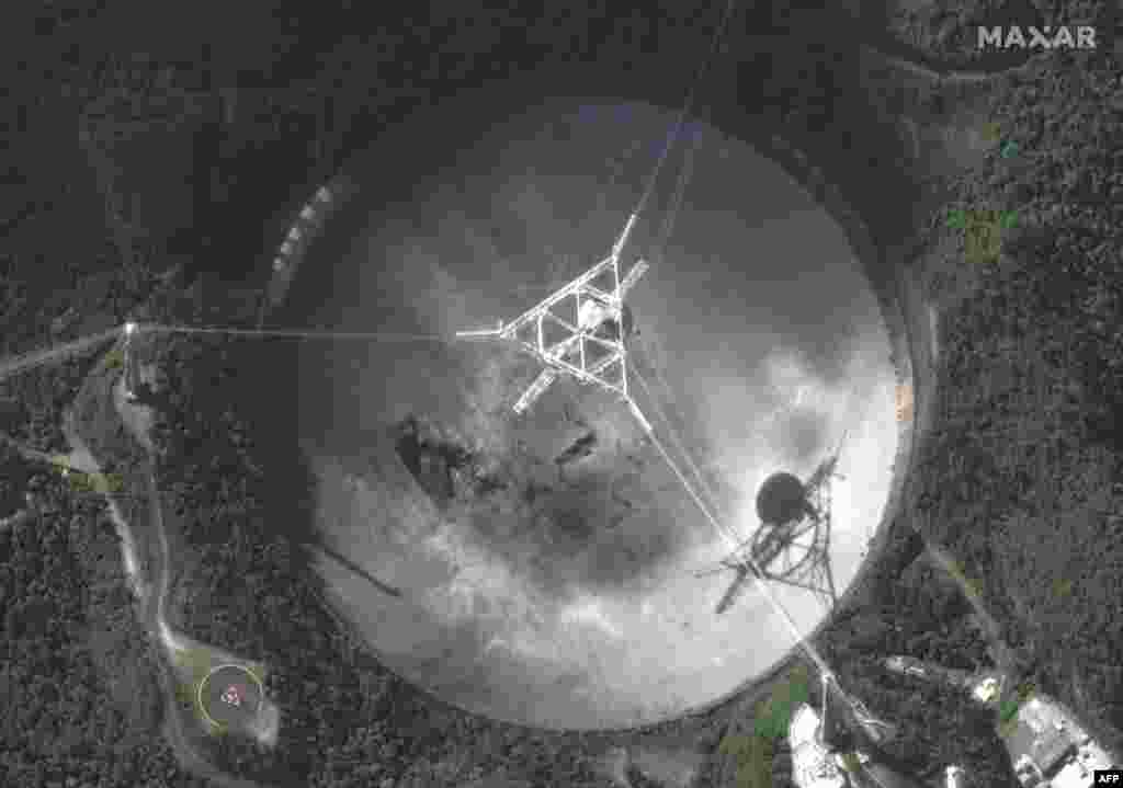Imagen de satélite del Observatorio de Arecibo, en Puerto Rico.&nbsp;Distribuida por Tecnología Maxar.