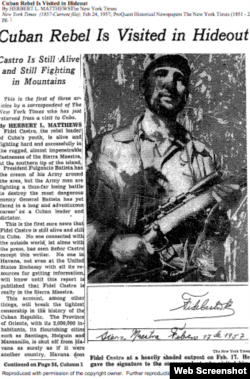 Fidel Castro con fusil de mira telescópica en el New York Times.