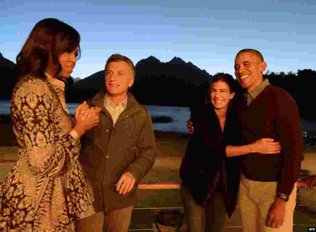 Michelle Obama, Mauricio Macri, Juliana Awada y Barack Obama en San Carlos de Bariloche.