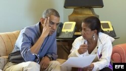 Barack Obama, reunido con la asesora de Seguridad Nacional de la Casa Blanca, Susan Rice.