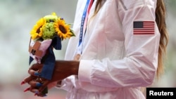El bouquet del la Victoria en los Olímpicos de Tokio. REUTERS/Lindsey Wasson