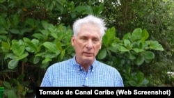 Díaz Canel habla a los medios el 12 de junio de 2026.