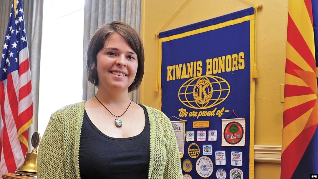 Kayla Jean Mueller, antes de una reunión sobre el estado de Siria en Prescott, Arizona, Estados Unidos (8 de enero, 2015). 