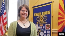 Kayla Jean Mueller, antes de una reunión sobre el estado de Siria en Prescott, Arizona, Estados Unidos (8 de enero, 2015). 