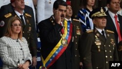 Nicolás Maduro, Cilia Flores y el Ministro de Defensa Vladimir Padrino. 