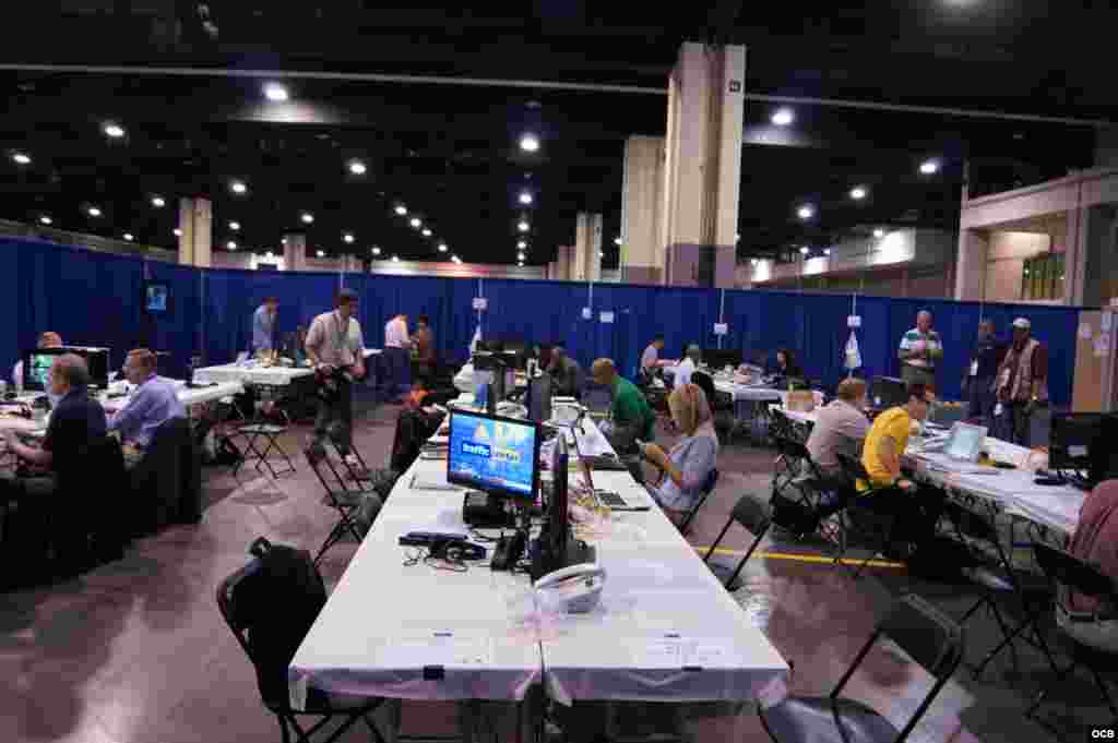 Sala de prensa en la Convenci&oacute;n Nacional Dem&oacute;crata