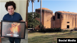 Roberto Viña Martínez, junto a la Facultad de Teatro del (ISA), institución de la que fue expulsado tras expresar críticas políticas.