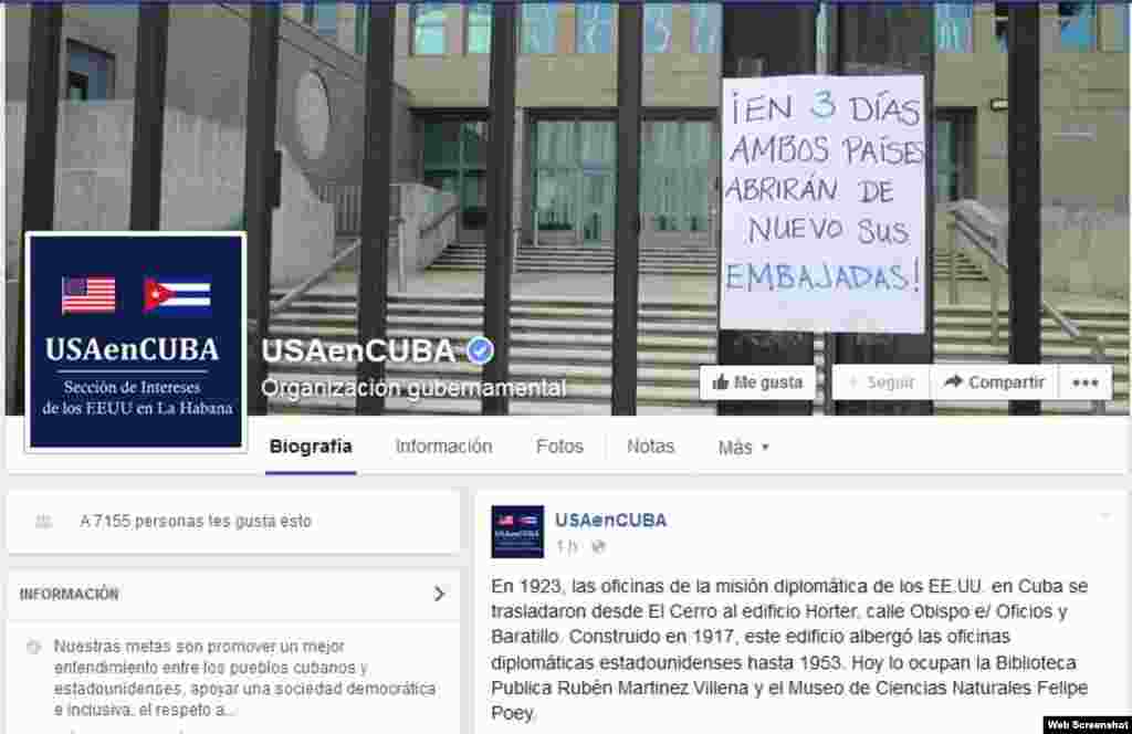 Imagen de la página de Facebook de la SINA dando a conocer la apertura de embajadas.