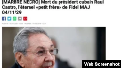 El obituario de Raúl Castro publicado por error en Radio Francia Internacional.