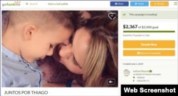 La campaña “Juntos por Thiago”, con una meta inicial de $2,000 dólares, ya ha recaudado $2,367 en solo tres días, según la página de GoFundMe.