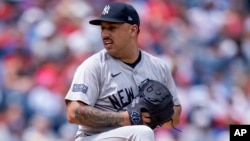 El pitcher cubano Néstor Cortés jugará en la Serie Mundial con los Yankees de Nueva York. (AP/Chris Szagola)