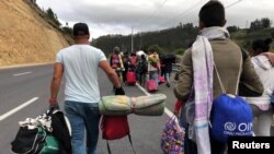 Migrantes venezolanos en Ecuador. 