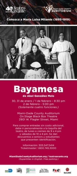 Imagen del cartel promocional de la obra Bayamesa por Teatro Avante