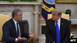 El presidente Donald Trump recibe a su homólogo colombiano, Iván Duque, en la Casa Blanca. 