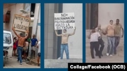 Ariel Limias Leiva, de 53 años fue detenido por protestar pacíficamente frente al Capitolio Nacional de La Habana con carteles contra la dictadura.