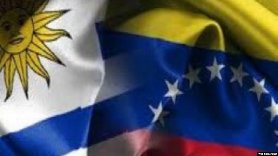 Banderas de Uruguay y Venezuela.