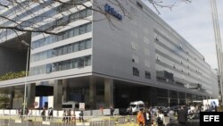 Vista general de las afueras del Hotel Hilton en Buenos Aires (Argentina) en donde se lleva a cabo la 125 Sesión del Comité Olímpico Internacional. 