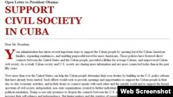 Solicitud para que el presidente Obama apoye la sociedad civil independiente en Cuba (Detlle).