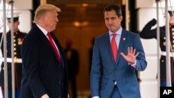 El presidente Donald Trump recibe al presidente encargado de Venezuela, Juan Guaidó, en la Casa Blanca, el miércoles 5 de febrero de 2020, en Washington DC.