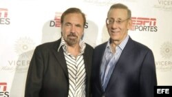 Stephen Ross y el empresario Jorge Pérez (d-i). Archivo.