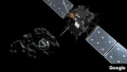 Rosetta poco antes de separarse del módulo. (Foto: ESA.)