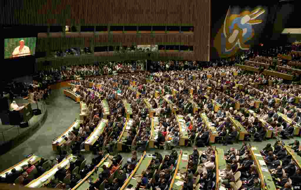 Vista General de la Asamblea General durante discurso del papa Francisco. 