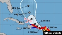 Pronóstico de trayectoria del huracán María. (NHC)