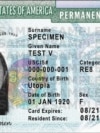 Ejemplo de green card o tarjeta verde, residencia permanente en EEUU. (USCIS)