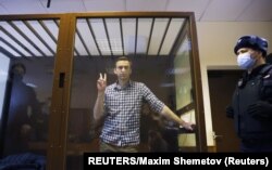 Alexei Navalny líder opositor ruso en su juicio de apelación, celebrado en febrero de 2021.