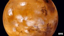 Fotografía facilitada por la NASA del planeta Marte. 