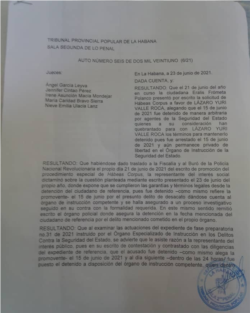 Copia de la recusación del Habeas Corpus a Lázaro Yuri Valle Roca