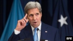 El secretario de Estado de EEUU, John Kerry durante un discurso en la base del Fuerte McNair en Washington, Estados Unidos. EFE