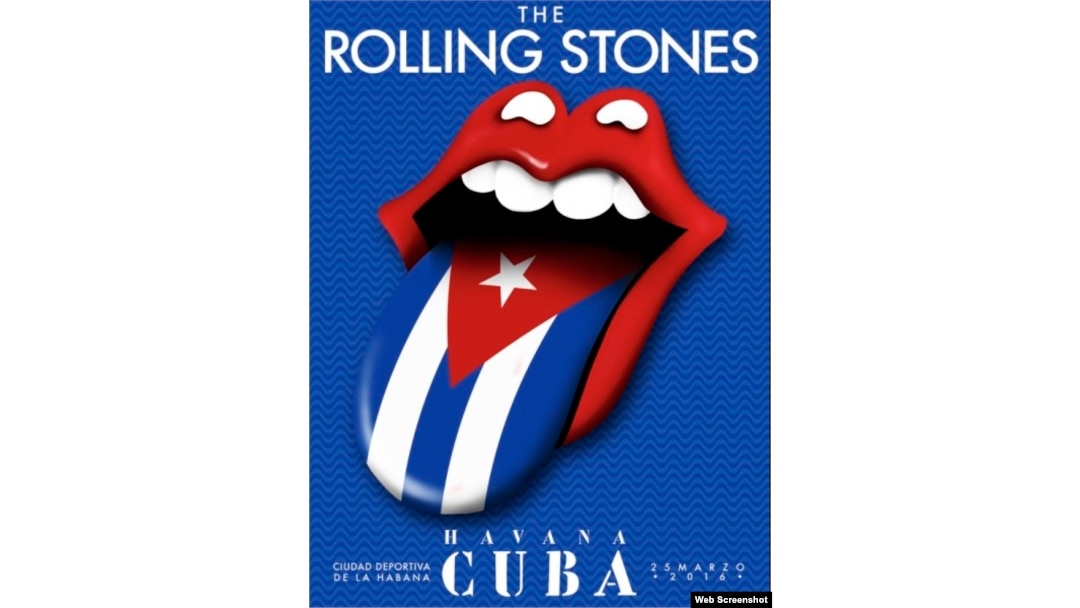 Cartel del concierto de los Rolling Stones en La Habana, Cuba.