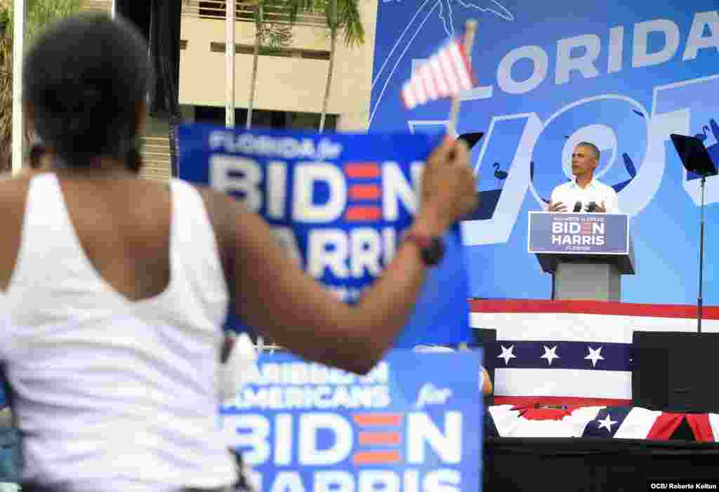 Visita del Ex Presidente Barak Obama a la FIU North Campus apoyo al candidato Joe Biden.