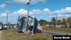 Accidente de tránsito en Camagüey. (Foto de Facebook del diario estatal Adelante)