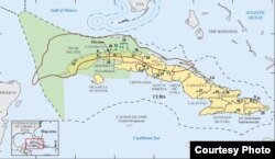 Mapa de las reservas petroleras de Cuba confeccionado por el Servicio Geológico de EEUU.