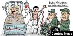 Caricatura de Bruno Galvao sobre la explotación de los médicos cubanos en Brasil.