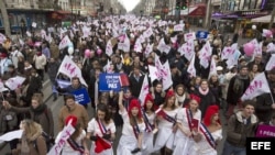 Manifestación masiva contra el matrimonio homosexual en París.