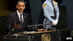 Barack Obama, pronuncia un discurso durante la inauguración de la 67 sesión de la Asamblea General de la ONU en Nueva York. 