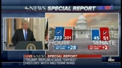 Trump celebra "victoria casi completa" de republicanos en legislativas