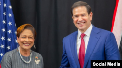 Primera ministra de Trinidad y Tobago, Kamla Persad-Bissessar, y secretario de Estado de EEUU, Marco Rubio