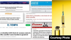 Titulares de medios sobre la donación de 2.000 vacunas de Cuba a Colombia durante la emergencia sanitaria de 2025